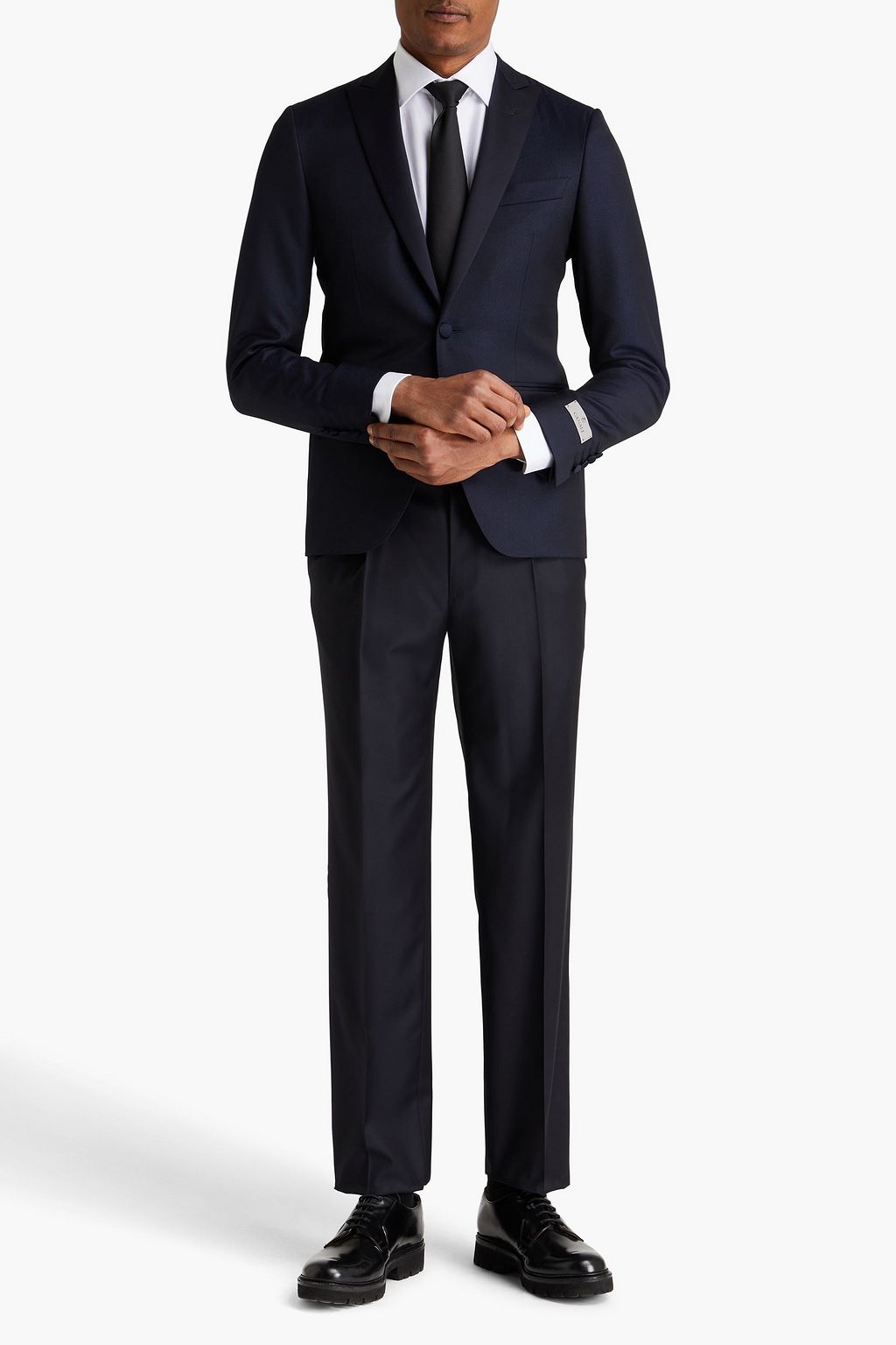 CANALI Satin-trimmed wool-jacquard blazer