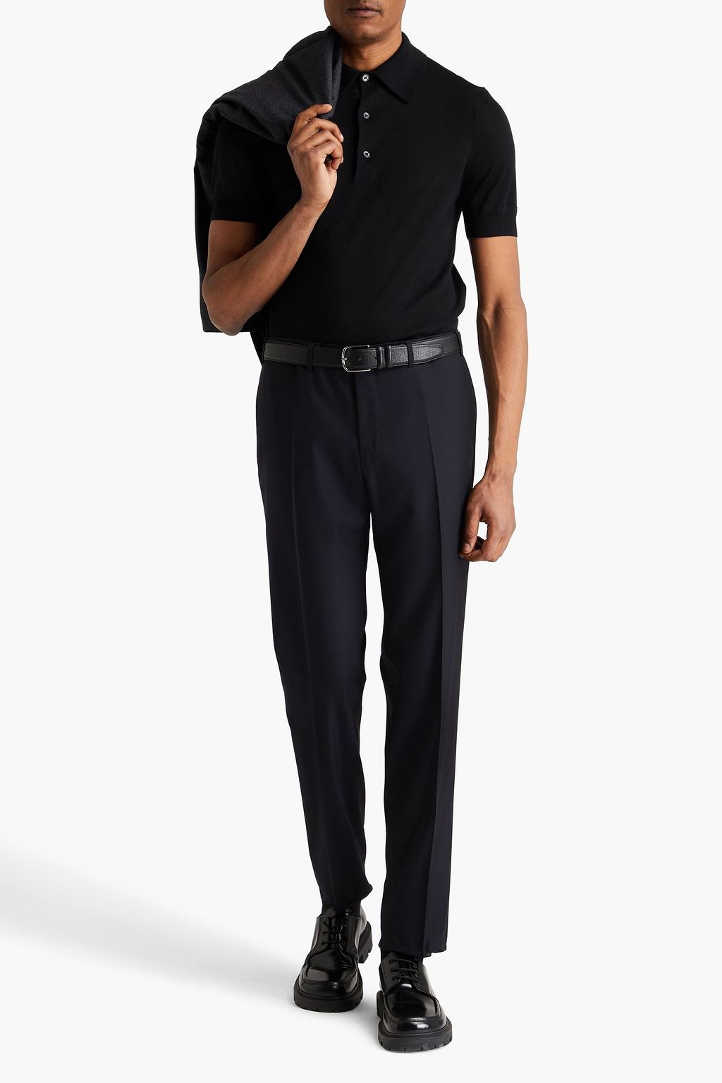 CANALI Tapered wool-twill pants