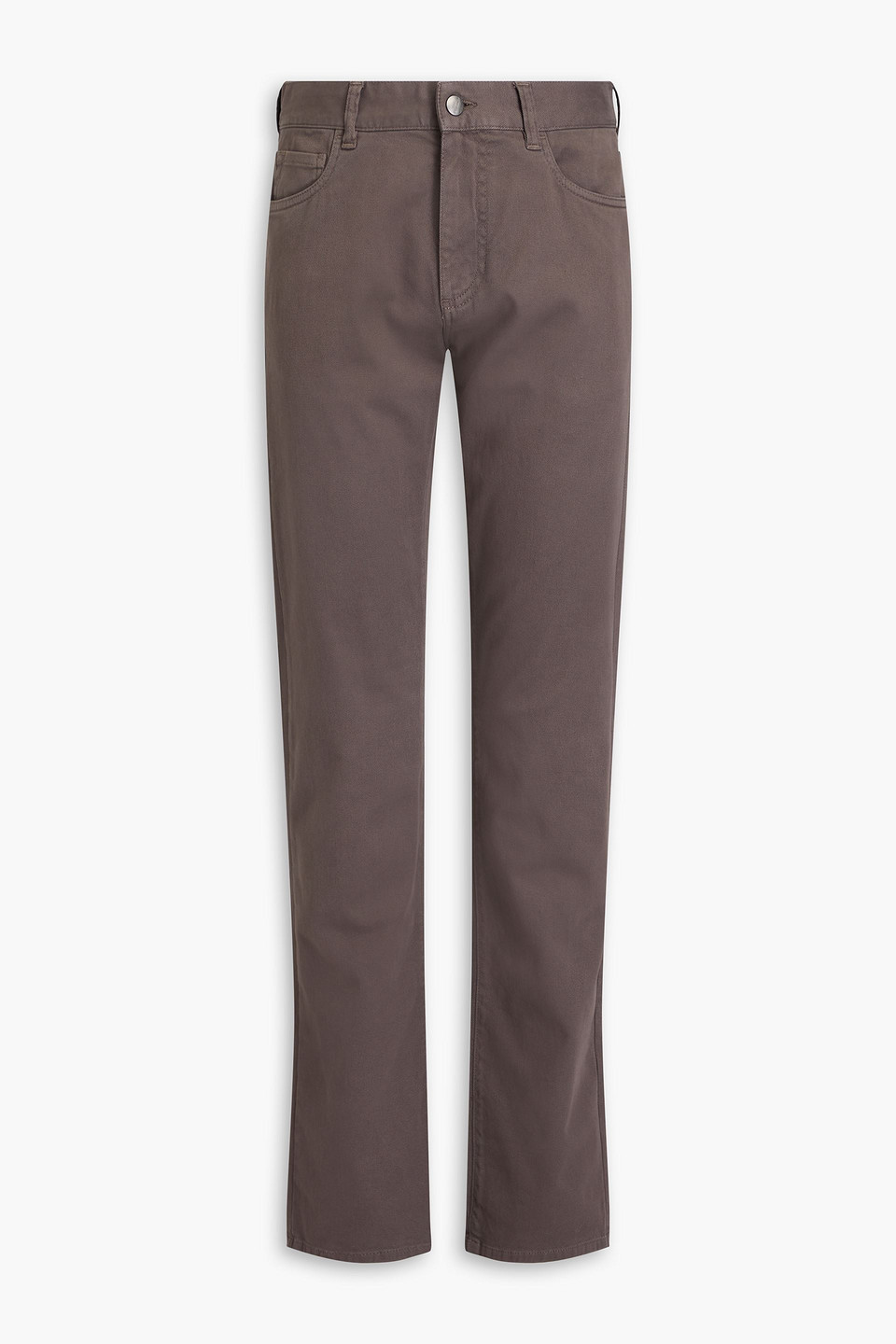 Canali Cotton-blend Twill Trousers In Taupe