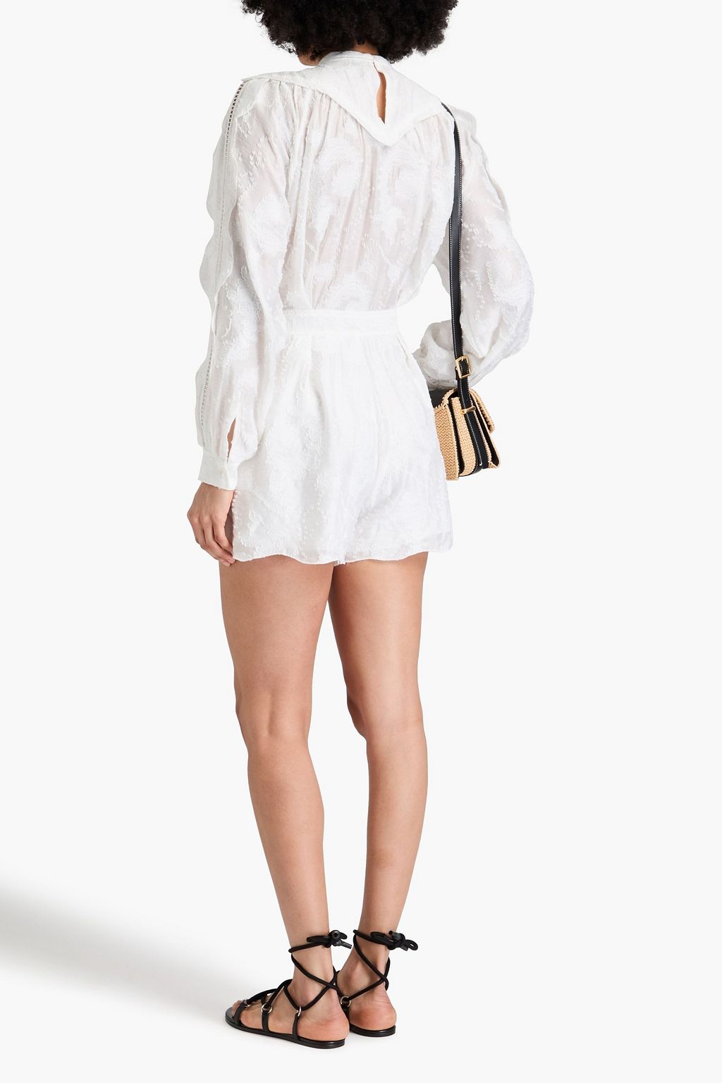 IRO Wrap-effect pleated devoré playsuit