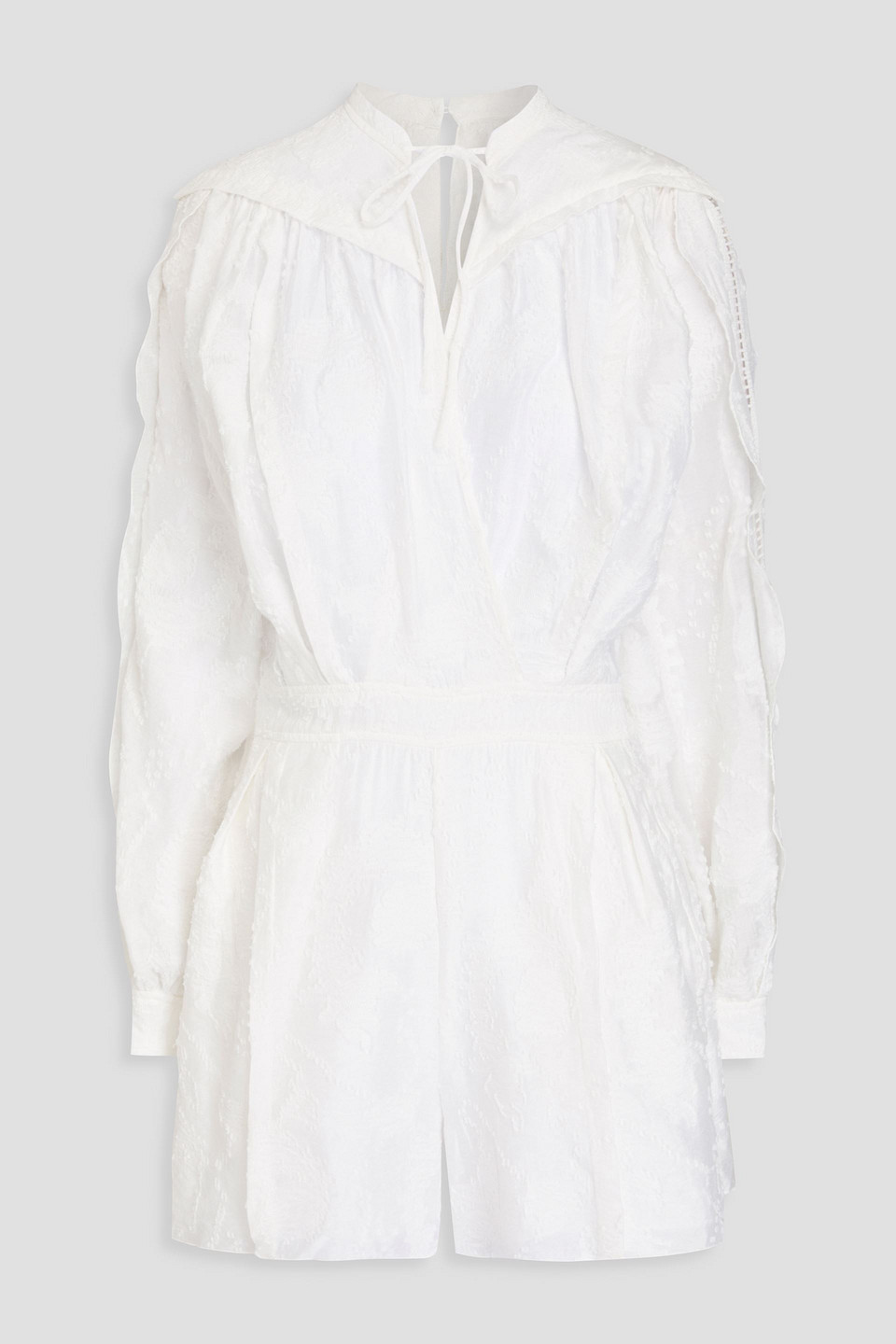 Iro Wrap-effect Pleated Devoré Playsuit In Weiss