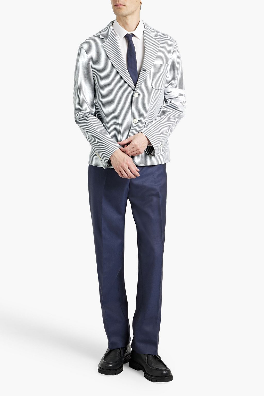 THOM BROWNE Striped cotton-jacquard blazer