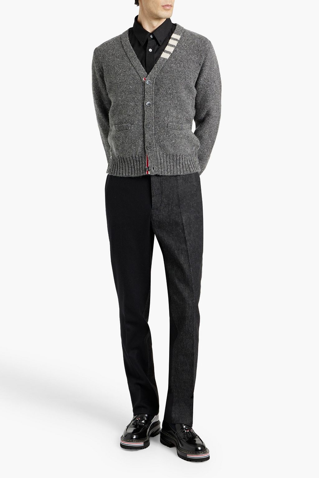 THOM BROWNE Two-tone cotton-twill pants