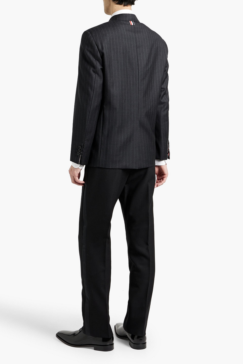 Thom Browne Grey Pinstripe Single-breasted Jacket In Wool Man In Gray