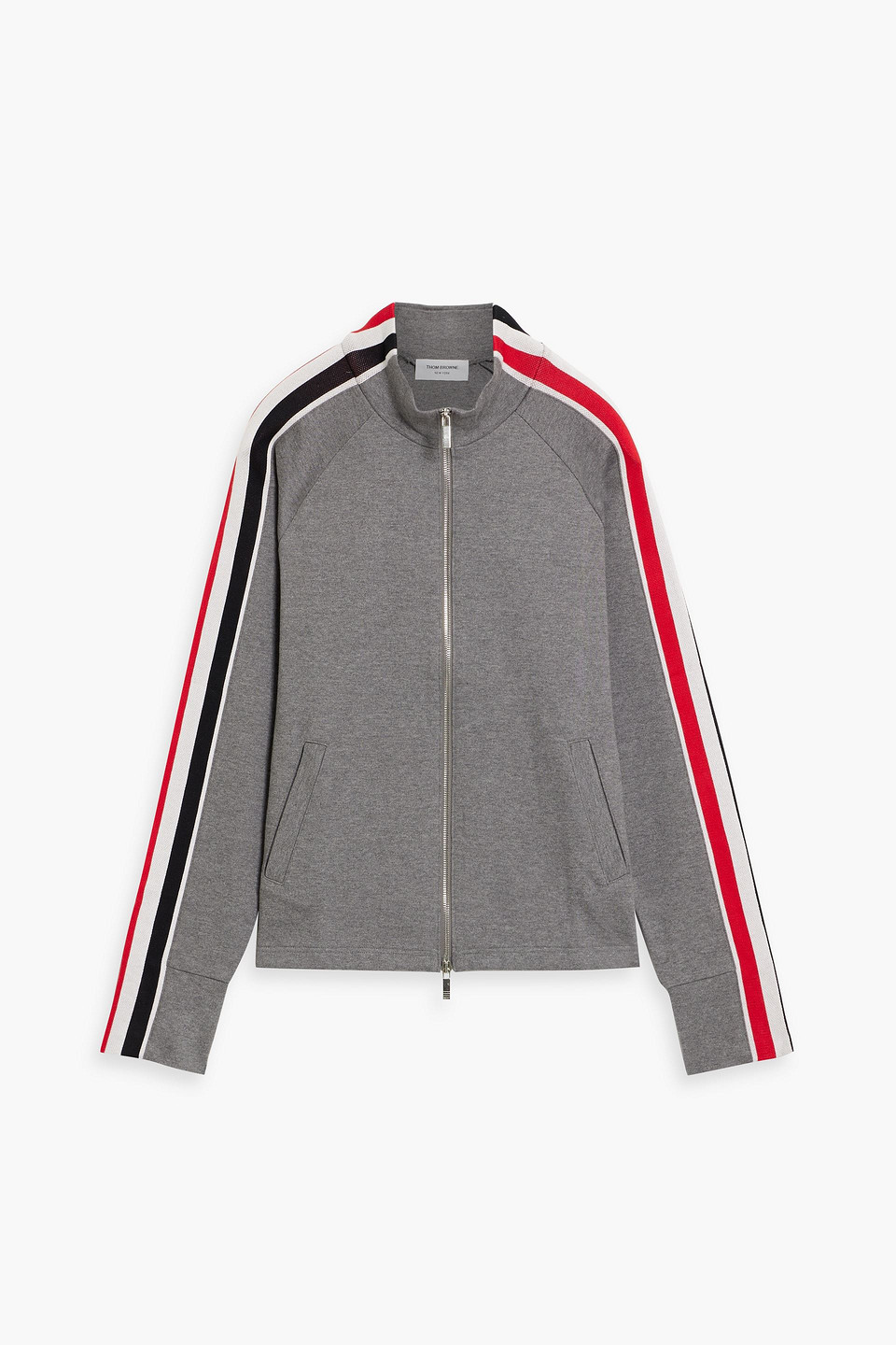 Thom Browne Striped Cotton-jersey Track Jacket In Gray