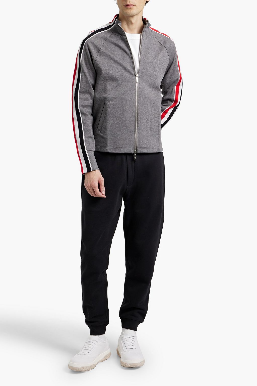 THOM BROWNE Striped cotton-jersey track jacket