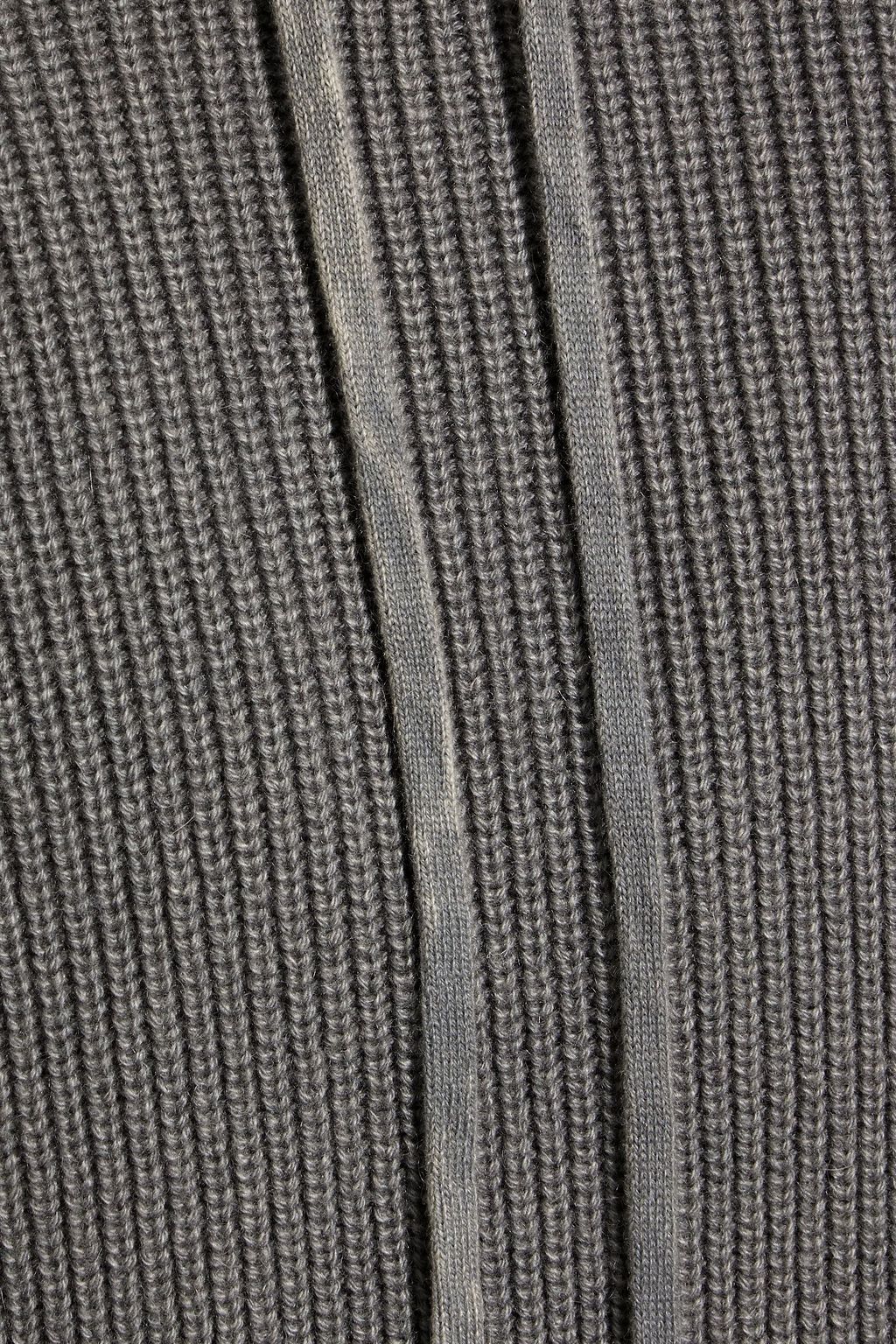 THOM BROWNE Ribbed cashmere hoodie