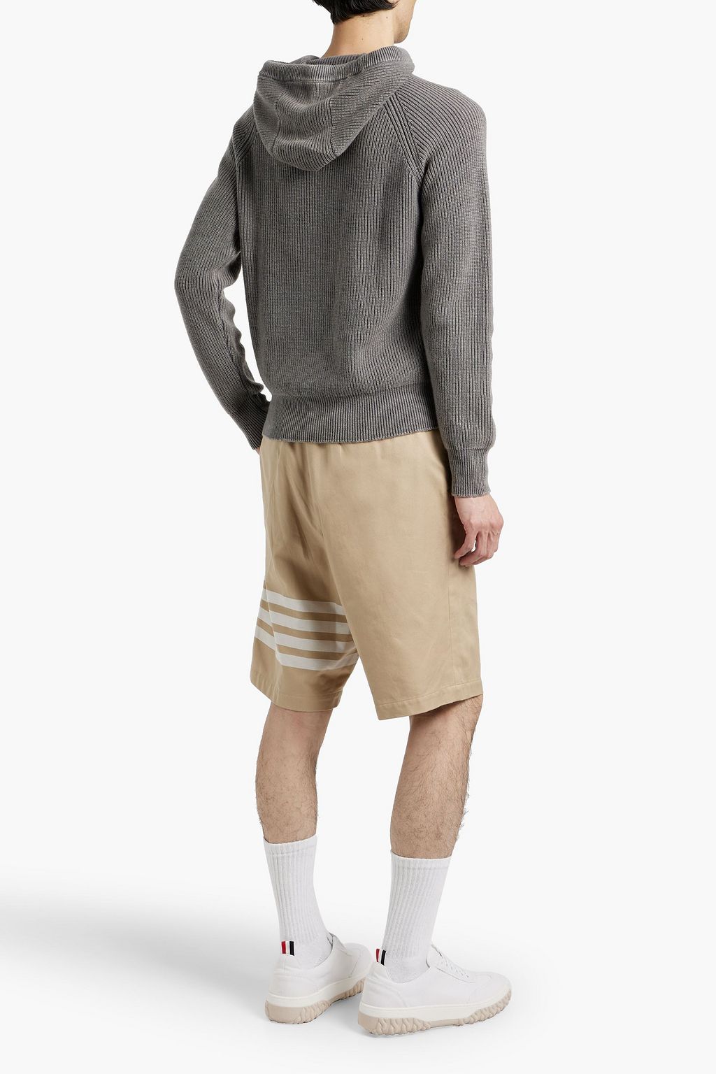 THOM BROWNE Ribbed cashmere hoodie