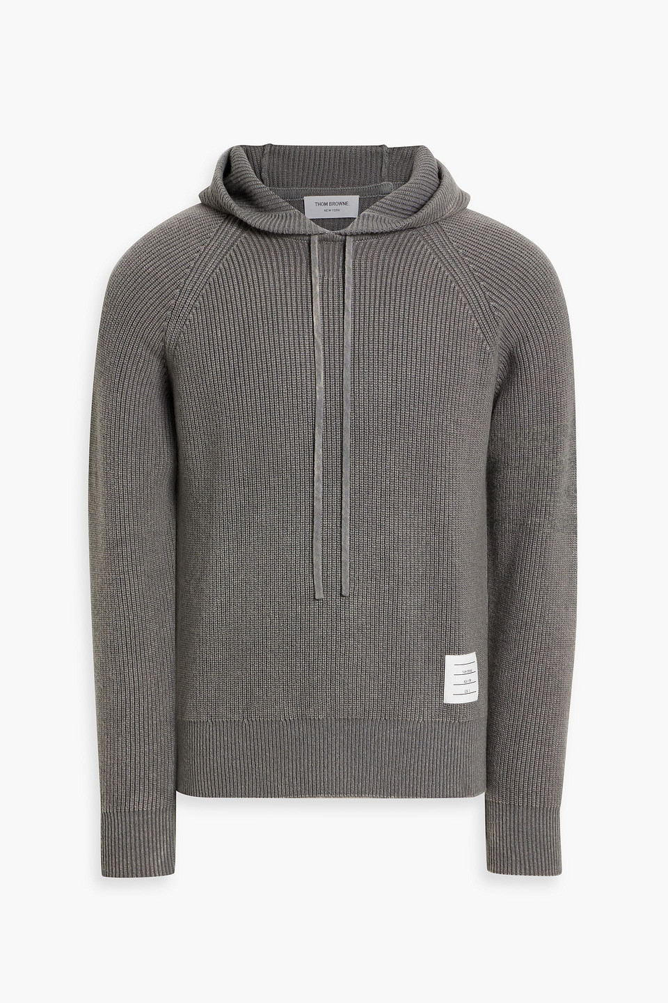 Thom Browne Ribbed Cashmere Hoodie In Gray