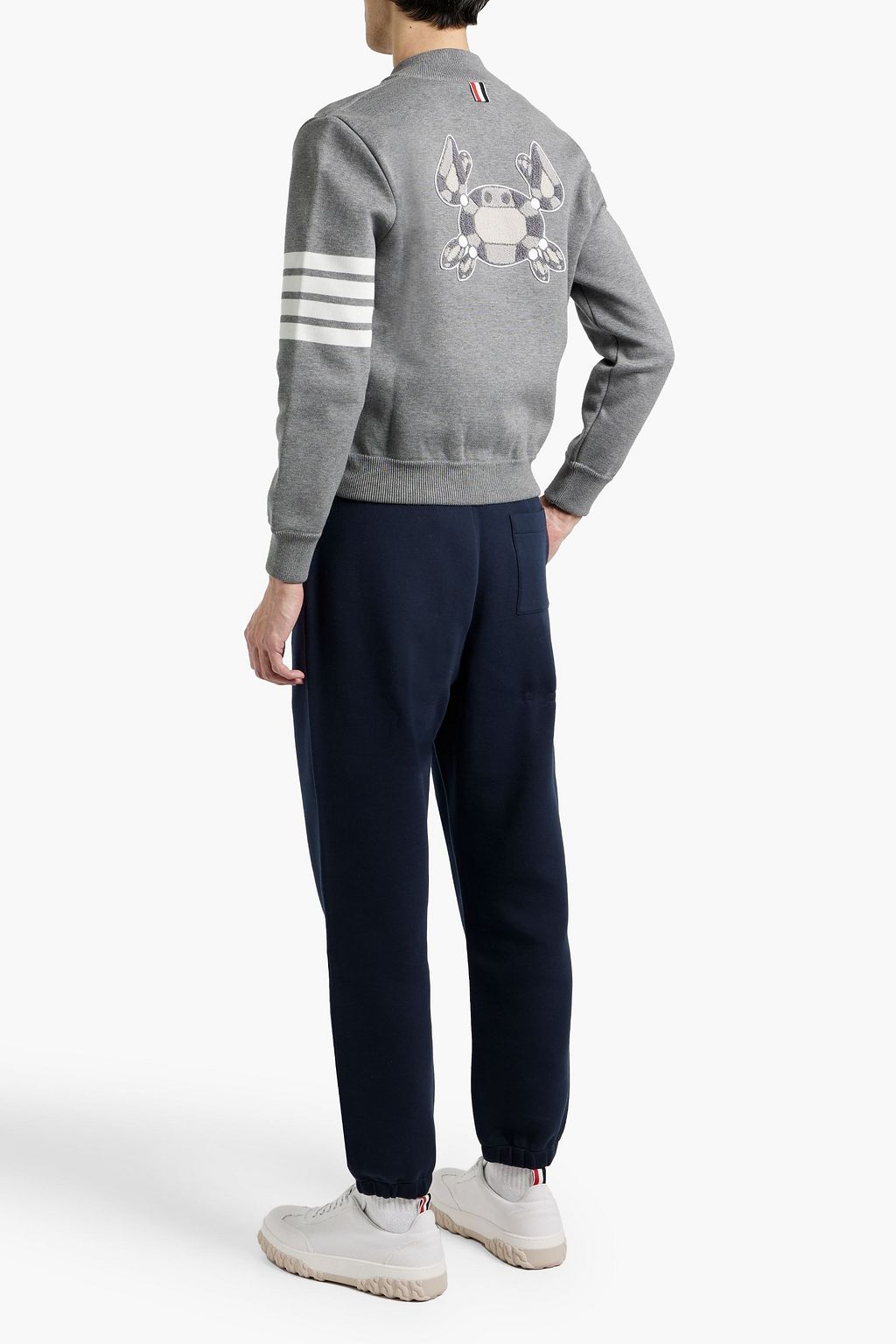 THOM BROWNE Appliquéd cotton-blend jersey bomber jacket