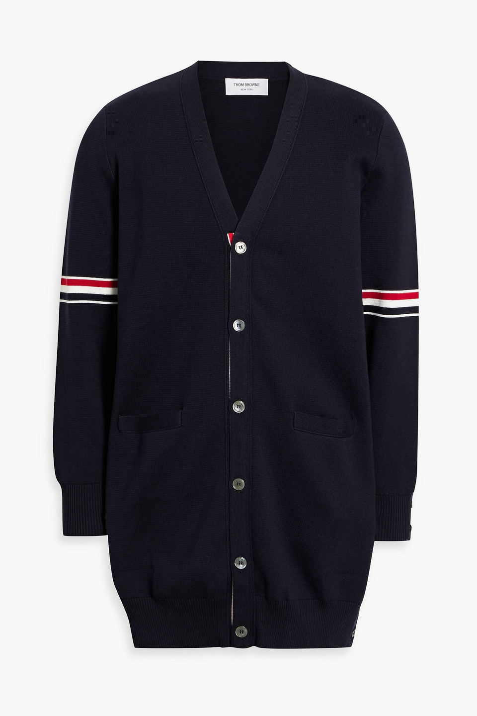 Thom Browne Striped Cotton Cardigan In Blue