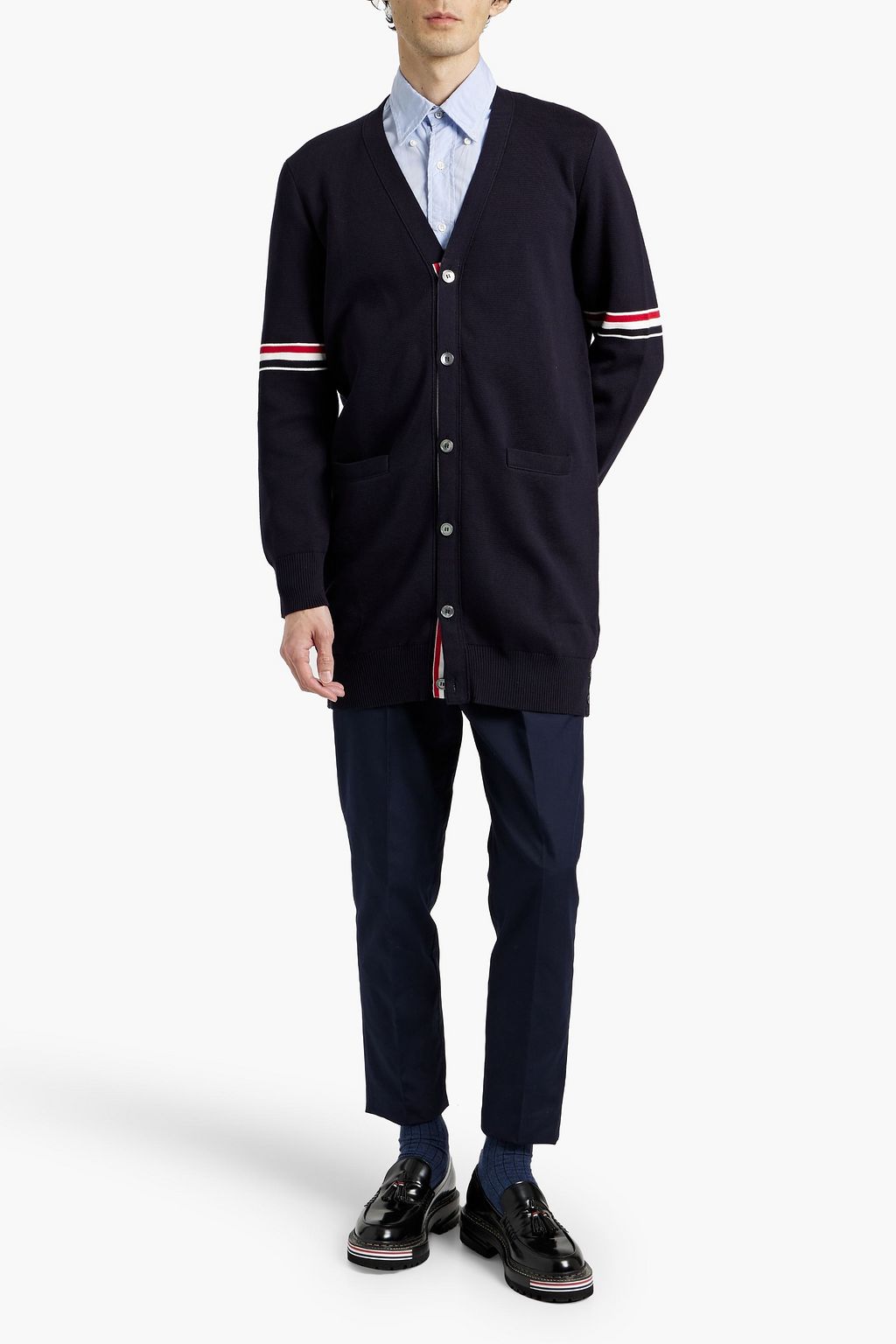 THOM BROWNE Striped cotton cardigan
