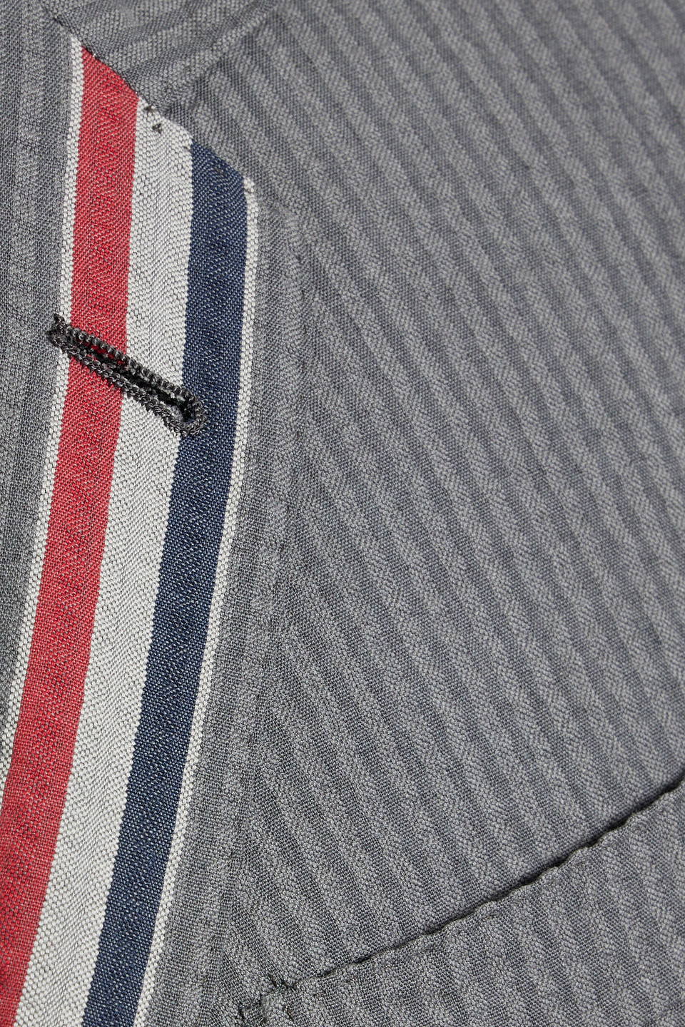 Thom Browne Striped Wool-seersucker Blazer In Gray