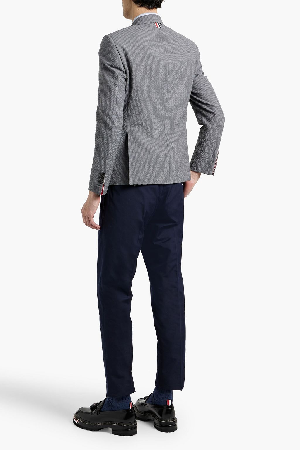 THOM BROWNE Striped wool-seersucker blazer