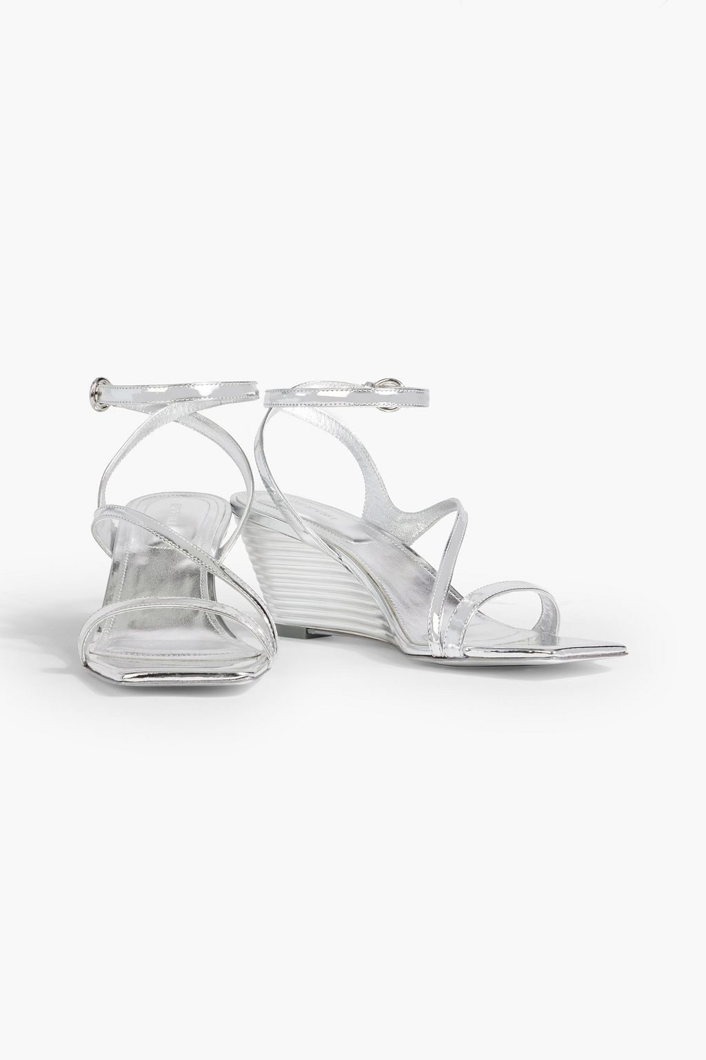 SIMKHAI Rola mirrored-leather wedge sandals