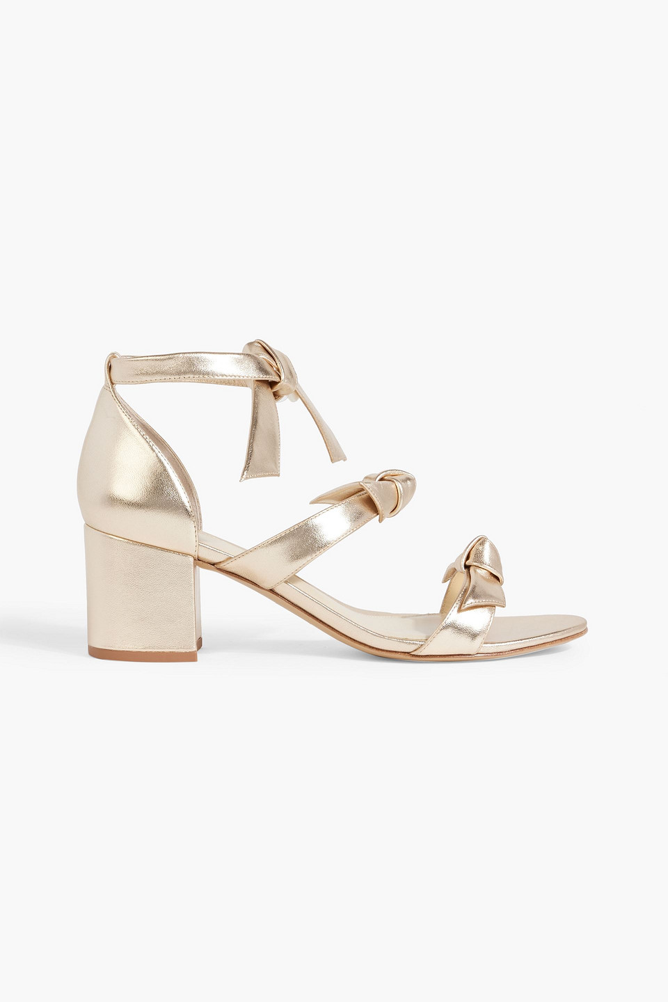 Alexandre Birman Lolita 60 Bow-detailed Metallic Leather Sandals In Gold