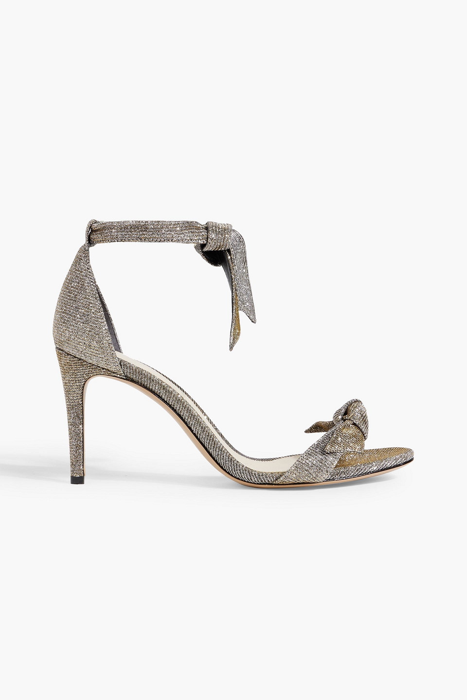 Clarita 65 bow-detailed metallic woven sandals