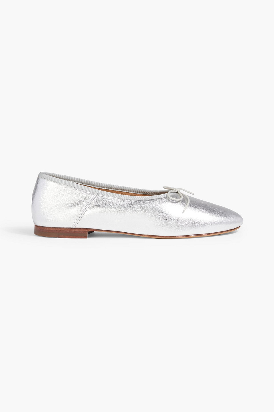 Mansur Gavriel Bow-detailed Metallic Leather Ballet Flats In Silver