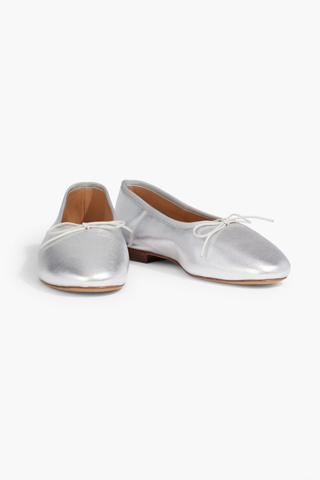 MANSUR GAVRIEL Bow-detailed metallic leather ballet flats