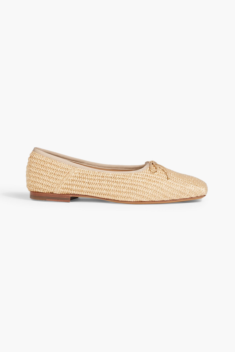 Mansur Gavriel Bow-detailed Raffia Ballet Flats In Neutral