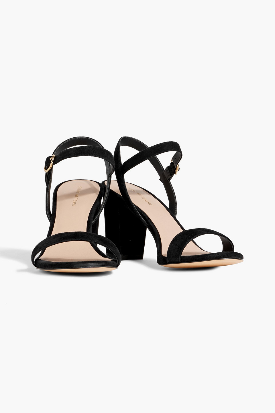 Stuart Weitzman Dancer 75 Suede Sandals In Black