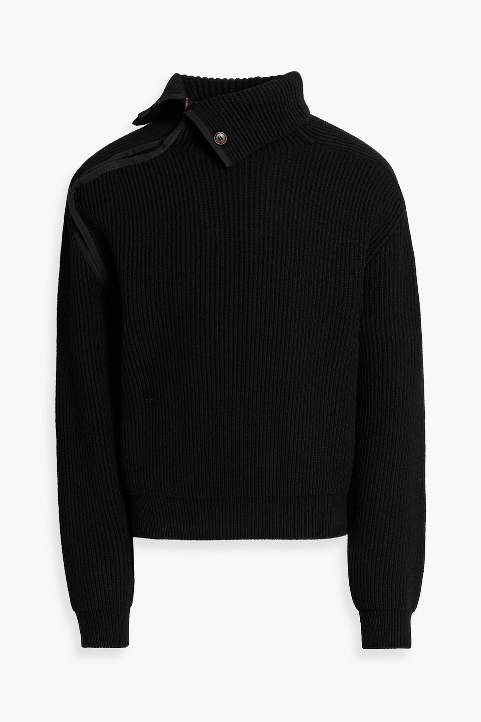 Jacquemus Vega Cutout Ribbed Wool-blend Turtleneck Sweater In Black