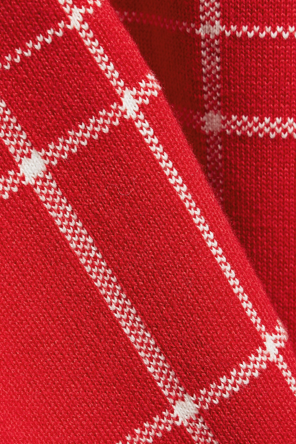 Jacquemus Carro Checked Merino Wool-blend Half-zip Sweater In Red