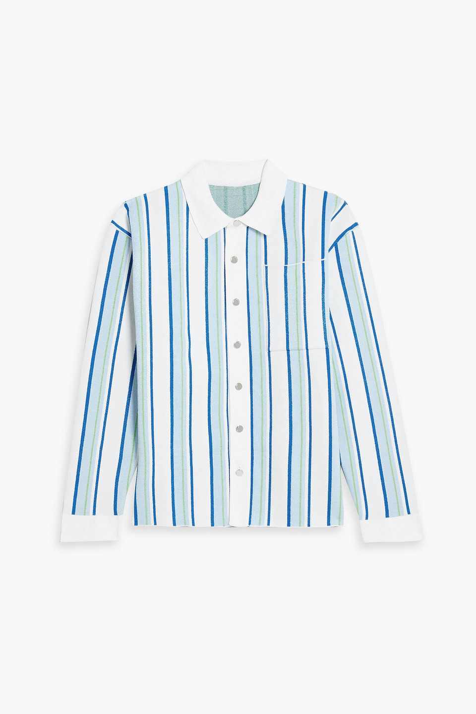 Jacquemus La Chemise Maille Striped Boxy-fit Cotton-blend Polo In Light Blue