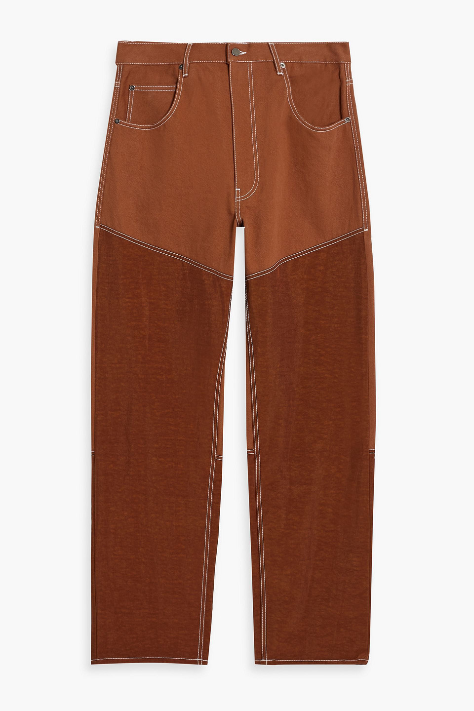 Jacquemus Shell-paneled Denim Jeans In Brown