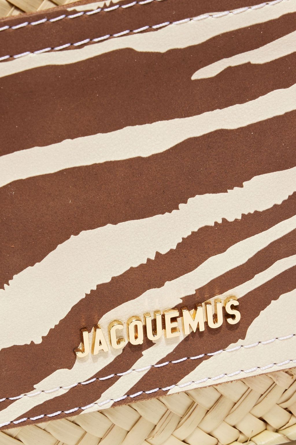 JACQUEMUS Le Panier Soli leather-trimmed raffia tote