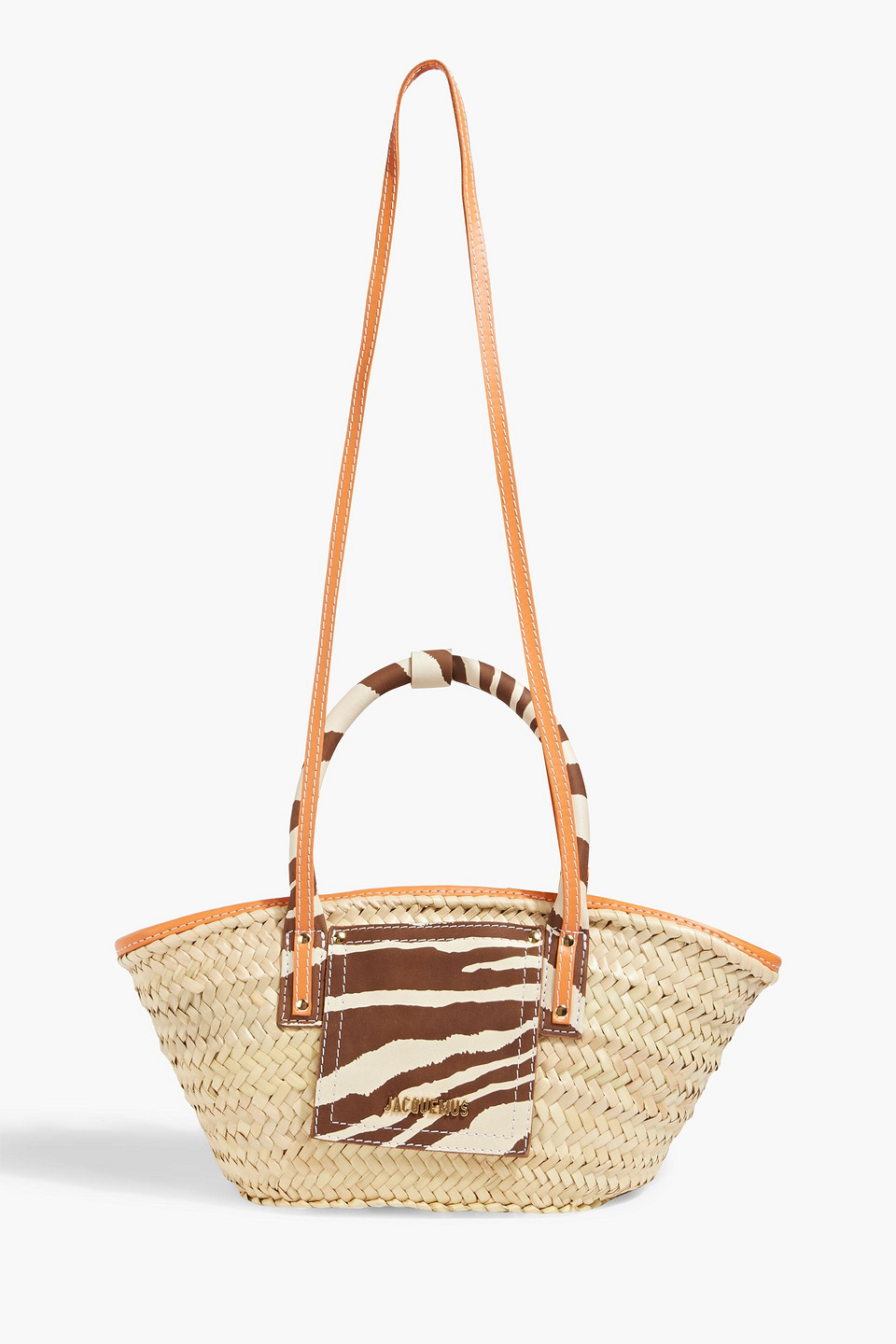Jacquemus Le Panier Soli Leather-trimmed Raffia Tote In Beige