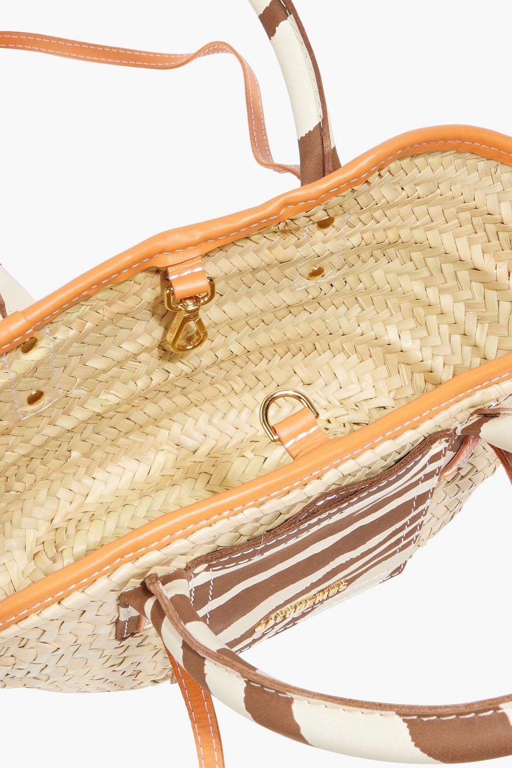 JACQUEMUS Le Panier Soli leather-trimmed raffia tote