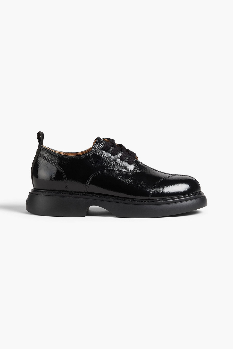 Ganni Glossed Brogues In Schwarz