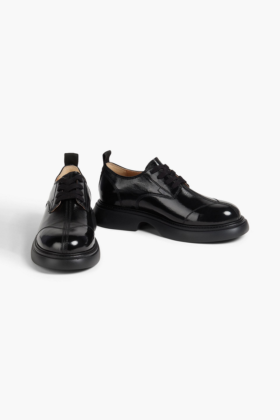 Ganni Glossed Brogues In Black