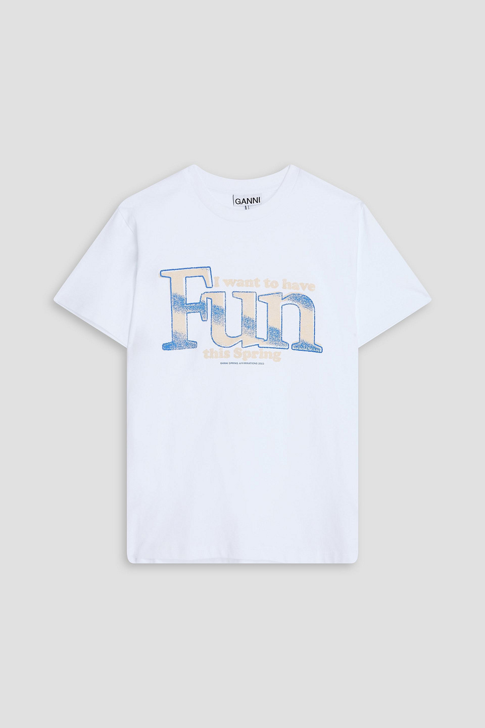 Ganni T-shirt Aus Baumwoll-jersey Mit Print In Weiss