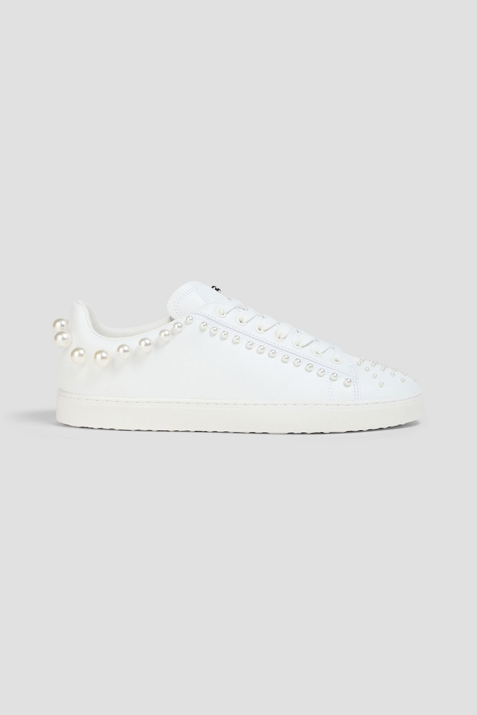 Aci faux pearl-embellished leather sneakers