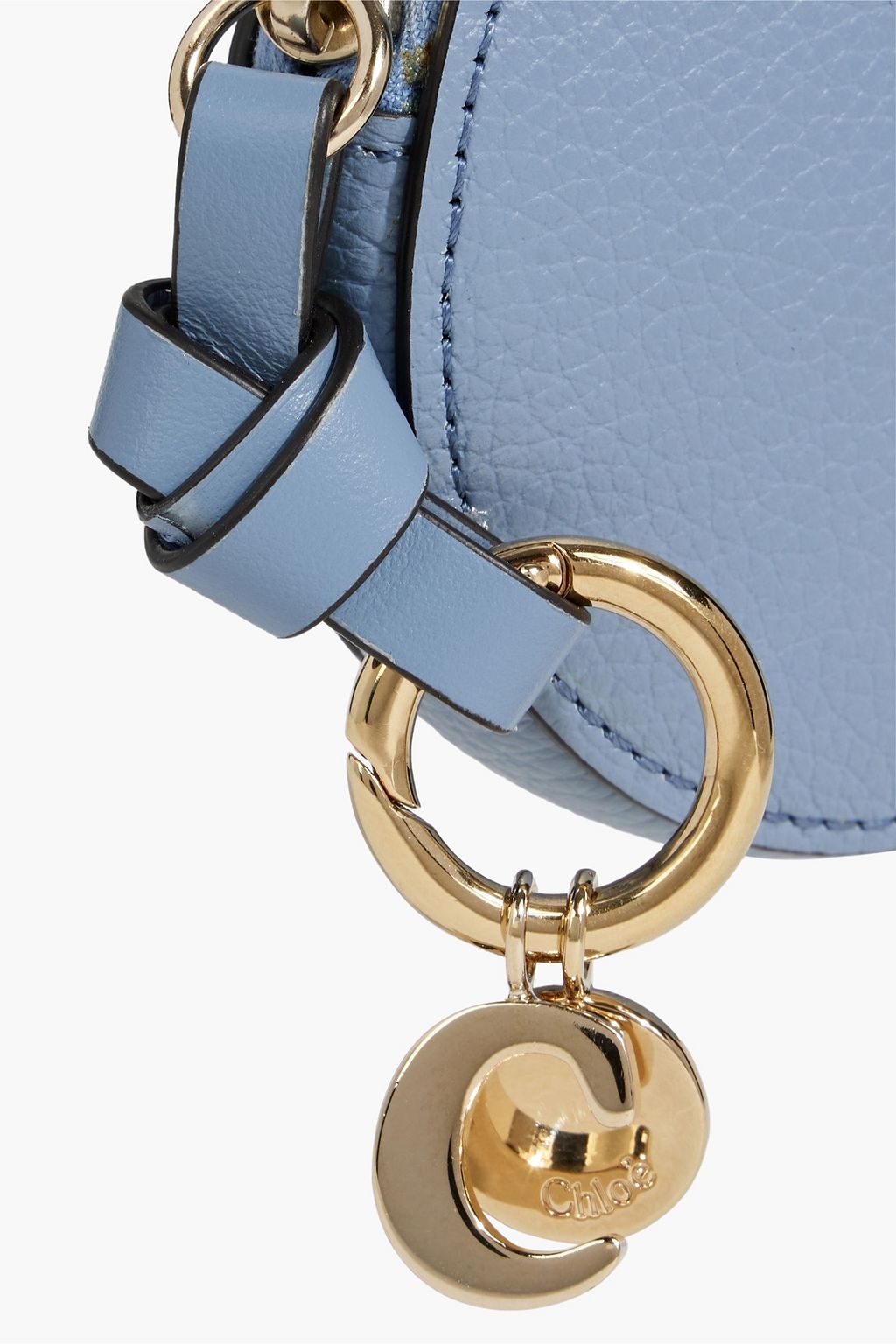 CHLOÉ Alphabet pebbled-leather keychain