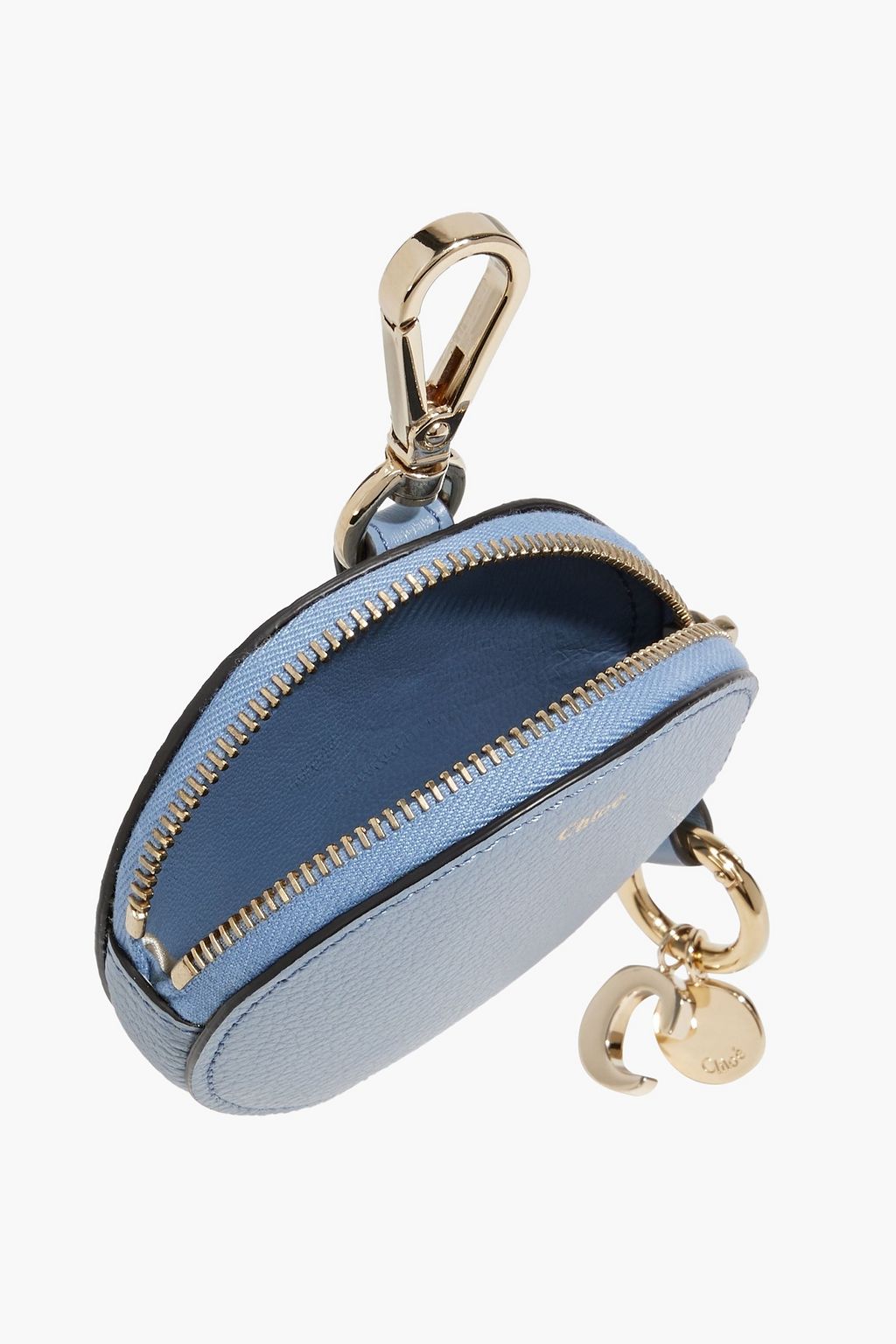CHLOÉ Alphabet pebbled-leather keychain