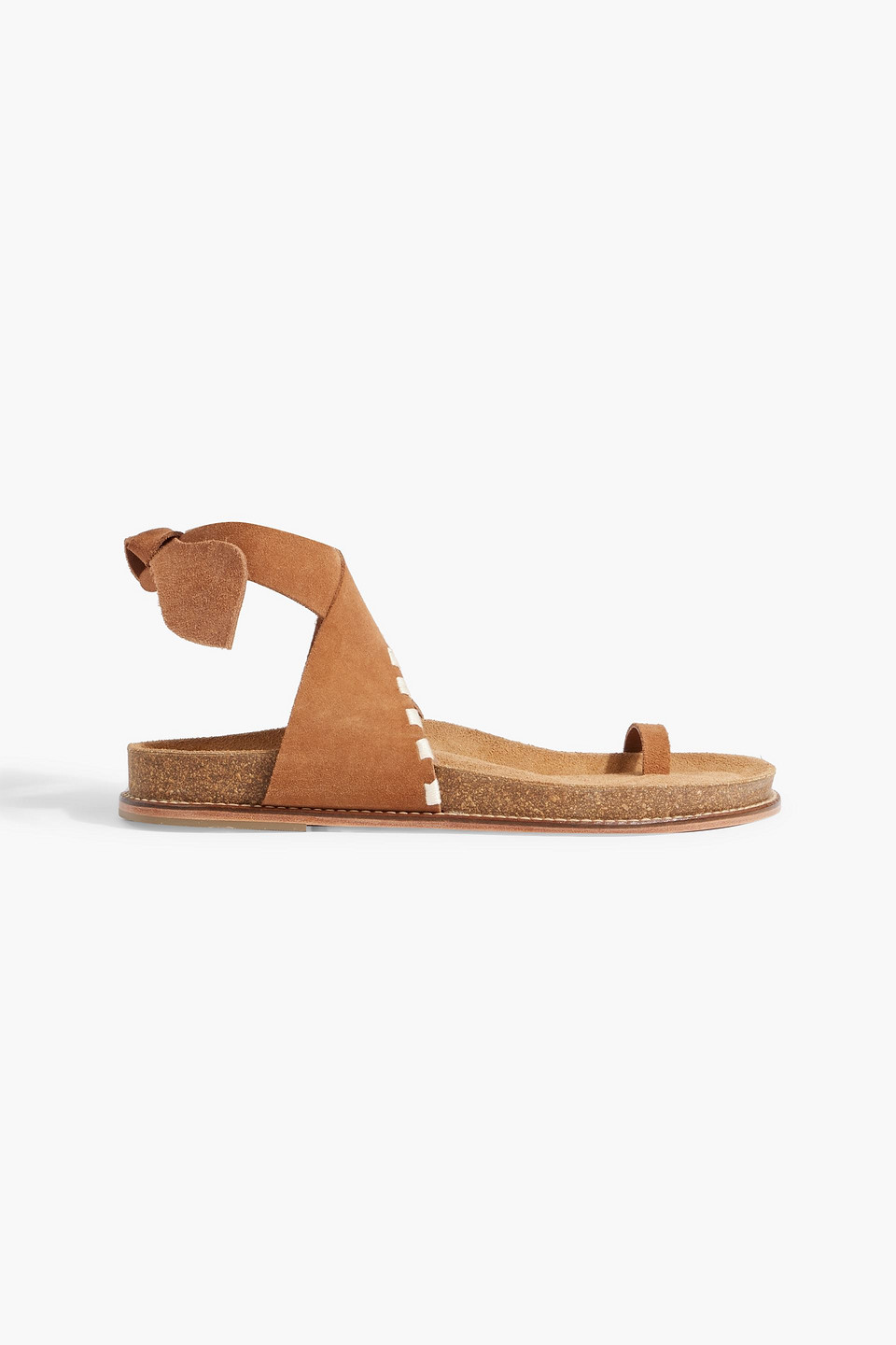 Johanna Ortiz Song Leader Embroidered Suede Sandals In Light Brown