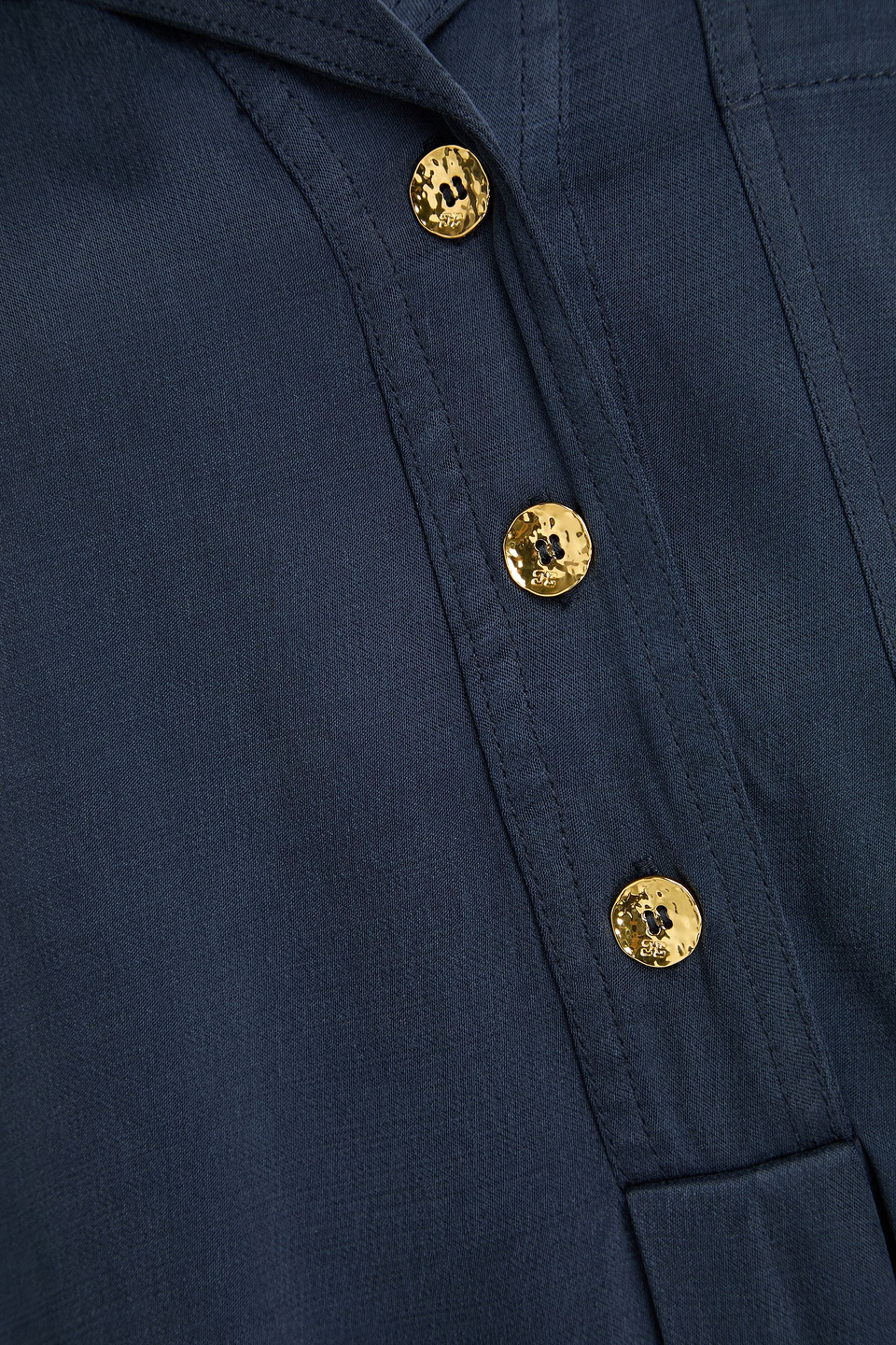 Ganni Washed Twill Satin Oversize Shirt In Marineblau