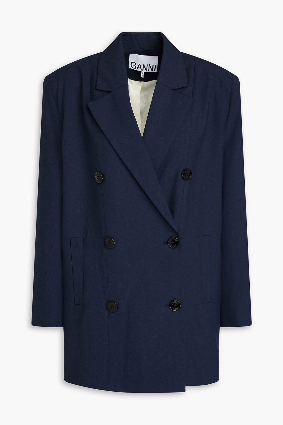 Ganni Oversized-blazer Aus Twill In Marineblau