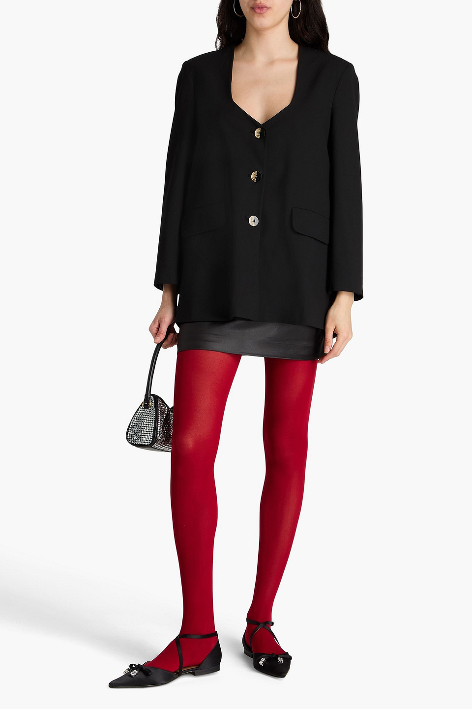  Ganni - Blazer Aus Webstoff - Schwarz - Xxs 