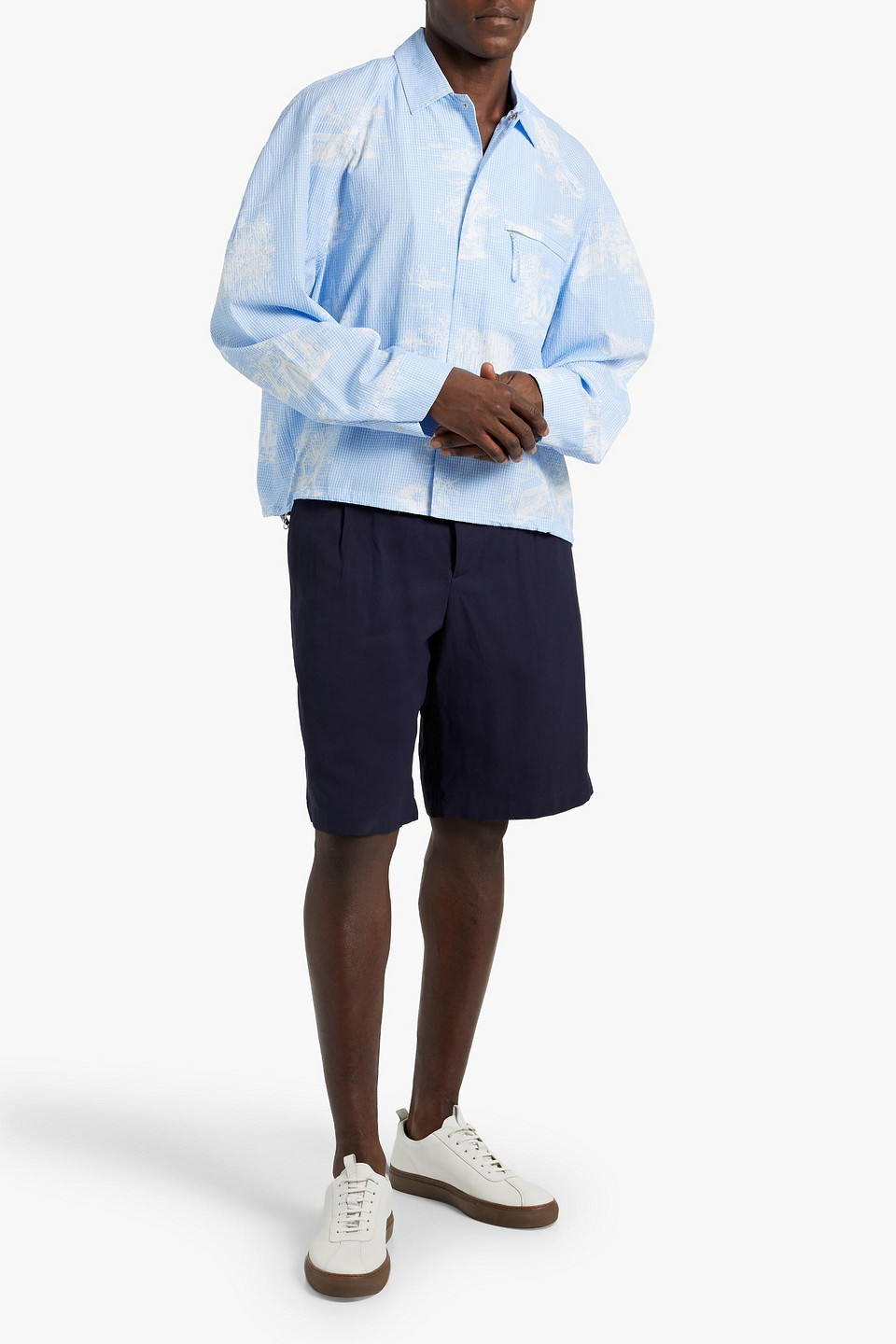 Jacquemus Criollo Printed Seersucker Shirt In Light Blue