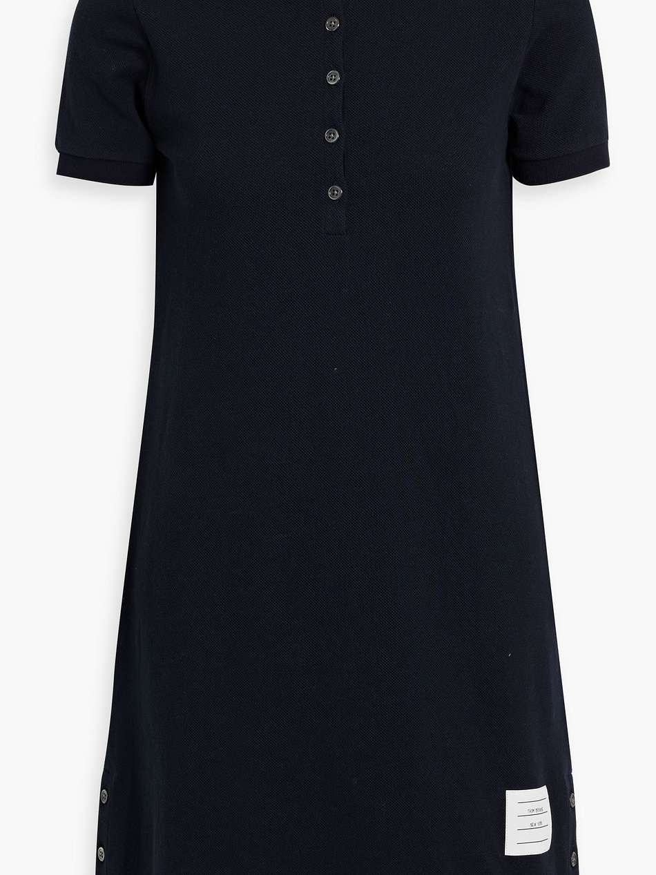 striped cotton-piqué mini shirt dress