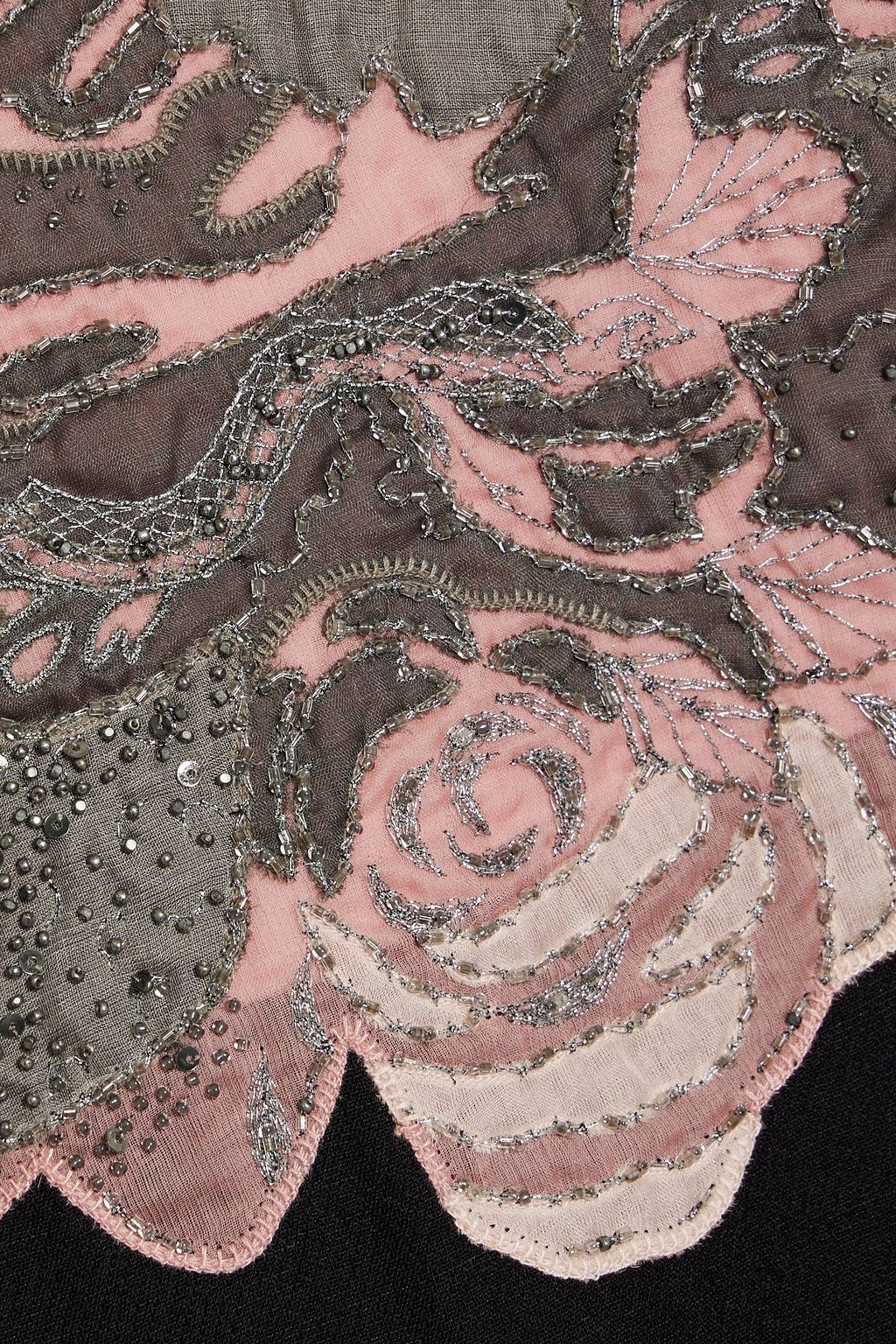 VALENTINO GARAVANI Embellished chiffon-paneled wool and silk-blend crepe mini dress