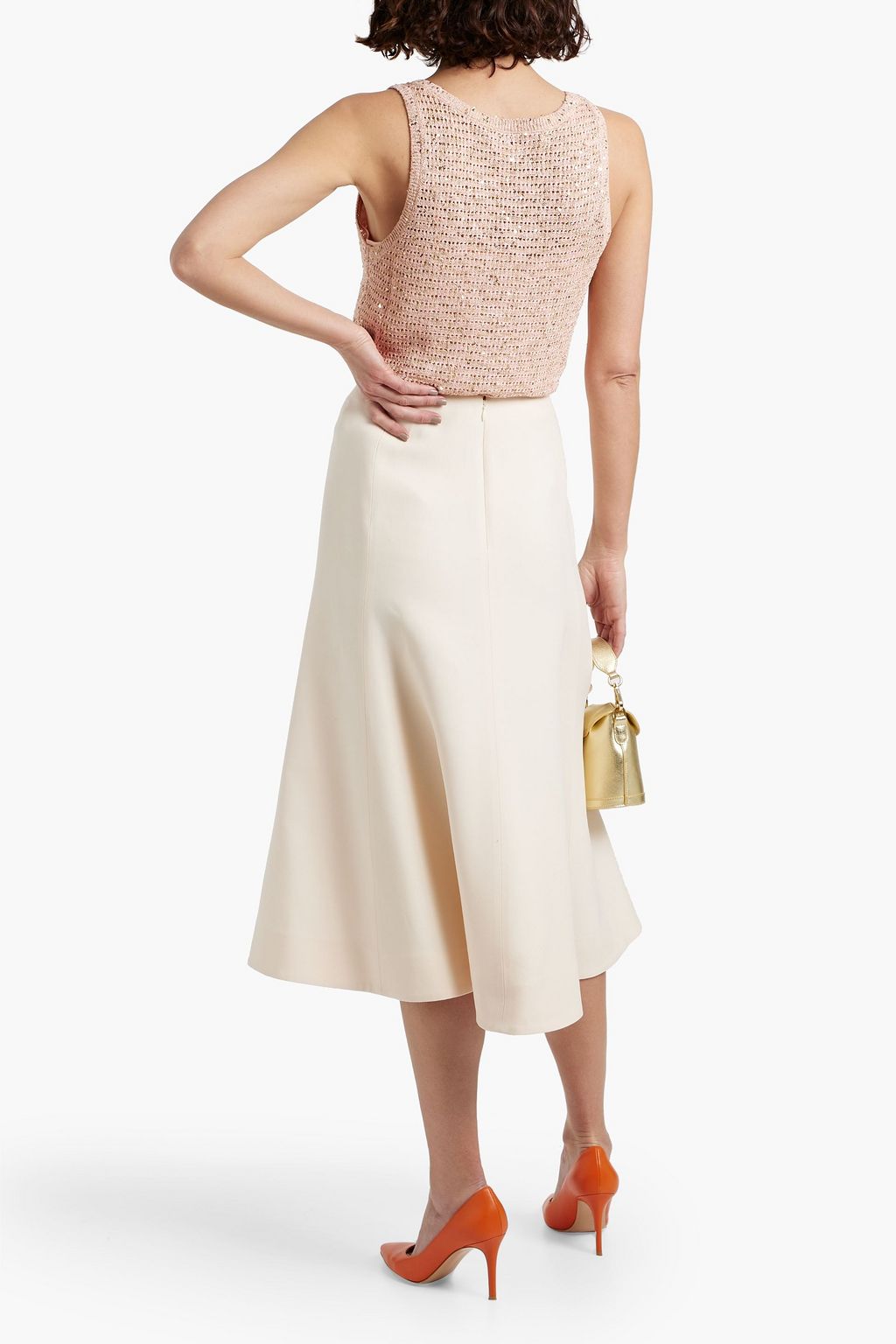 VALENTINO GARAVANI Wool and silk-blend crepe midi skirt