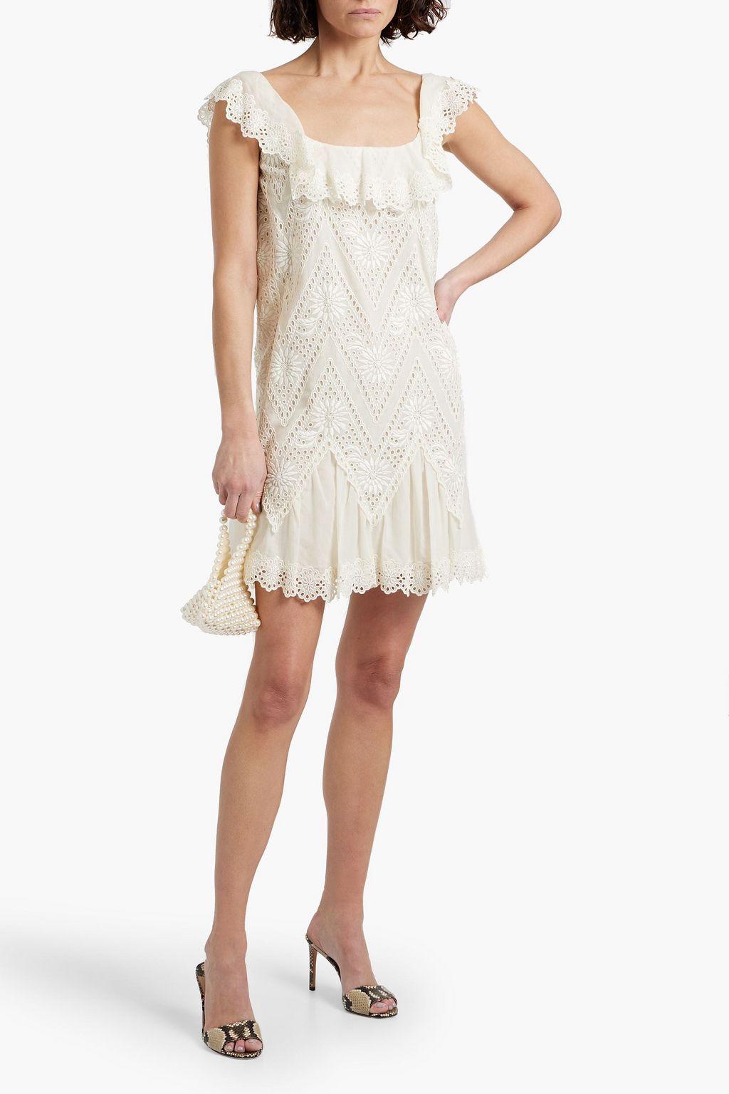 VALENTINO GARAVANI Ruffled broderie anglaise cotton mini dress