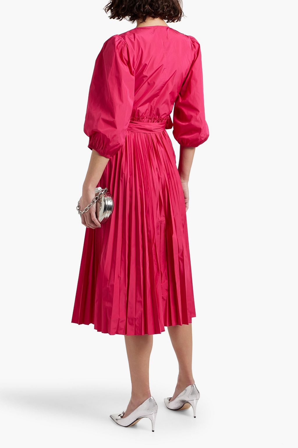 REDVALENTINO Pleated taffeta midi wrap dress