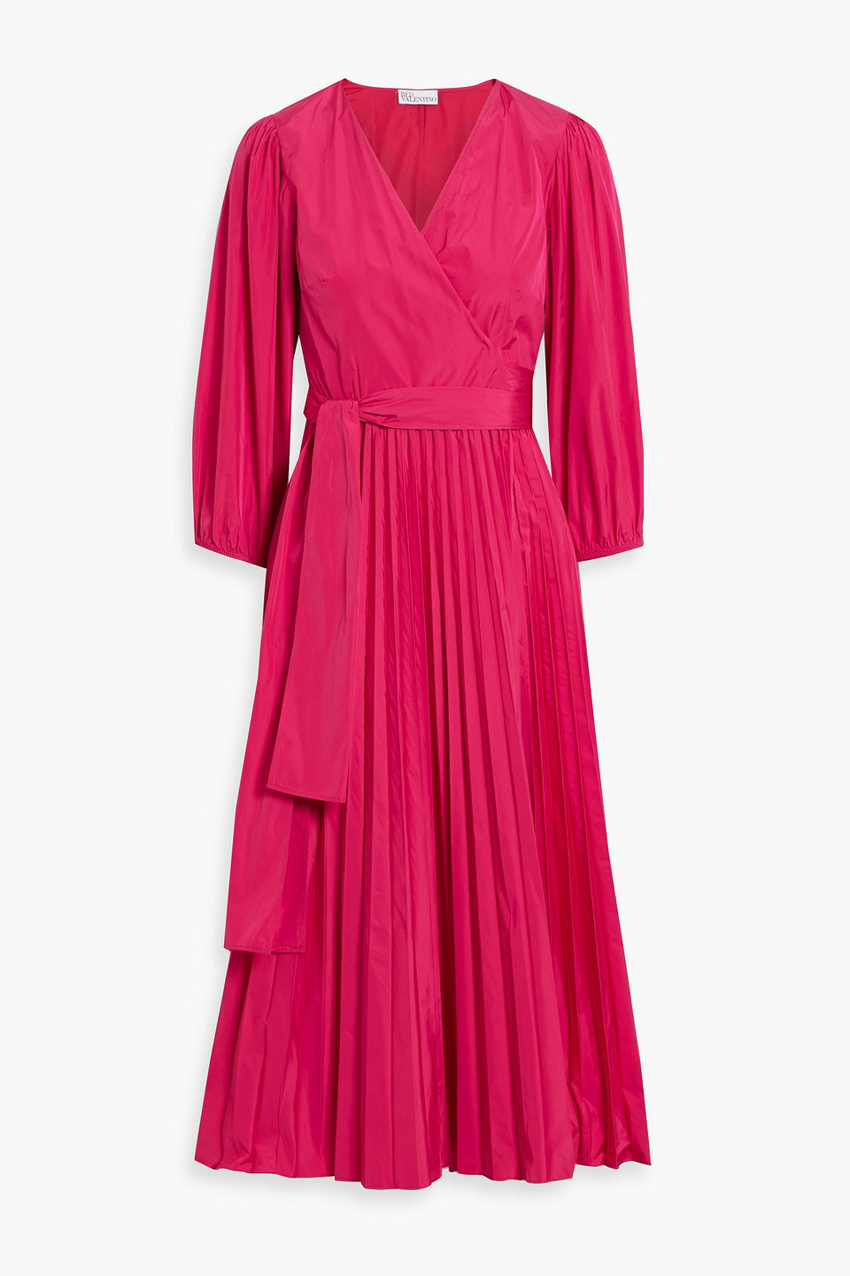 Red Valentino Pleated Taffeta Midi Wrap Dress In Pink
