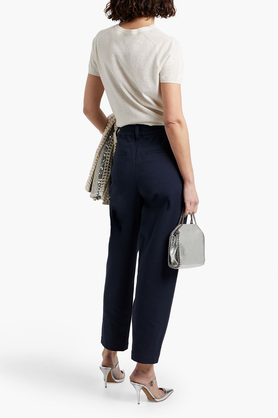 Brunello Cucinelli Cotton-blend Tapered Pants In Navy